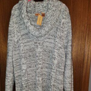 North Crest Gray Cowl Neck 1x 16/18 Sweater Fall Vibes! Neutral Color Northcrest